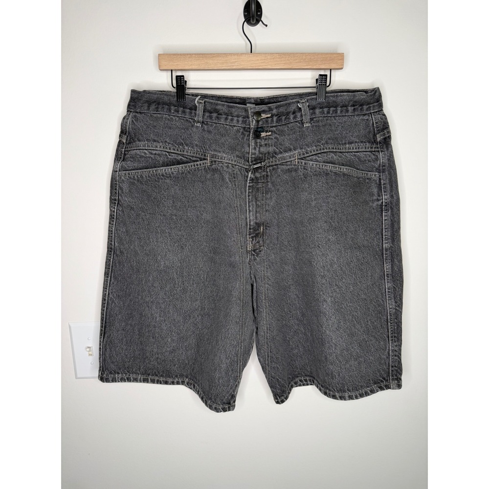 Vintage Marithe Francois Girbaud 40 Baggy‎ Denim Shorts Jorts Black Faded 90s